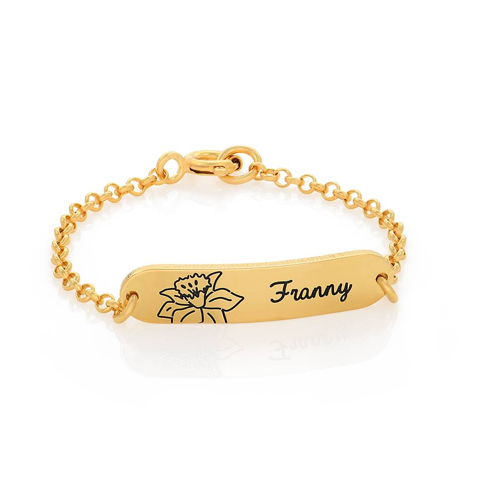 Pulsera Lyla con Nombre de Bebé con Flor de Nacimiento en Vermeil de Oro-2 Pulsera Lyla con Nombre de Bebé con Flor de Nacimiento en Vermeil de Oro-2 foto de producto