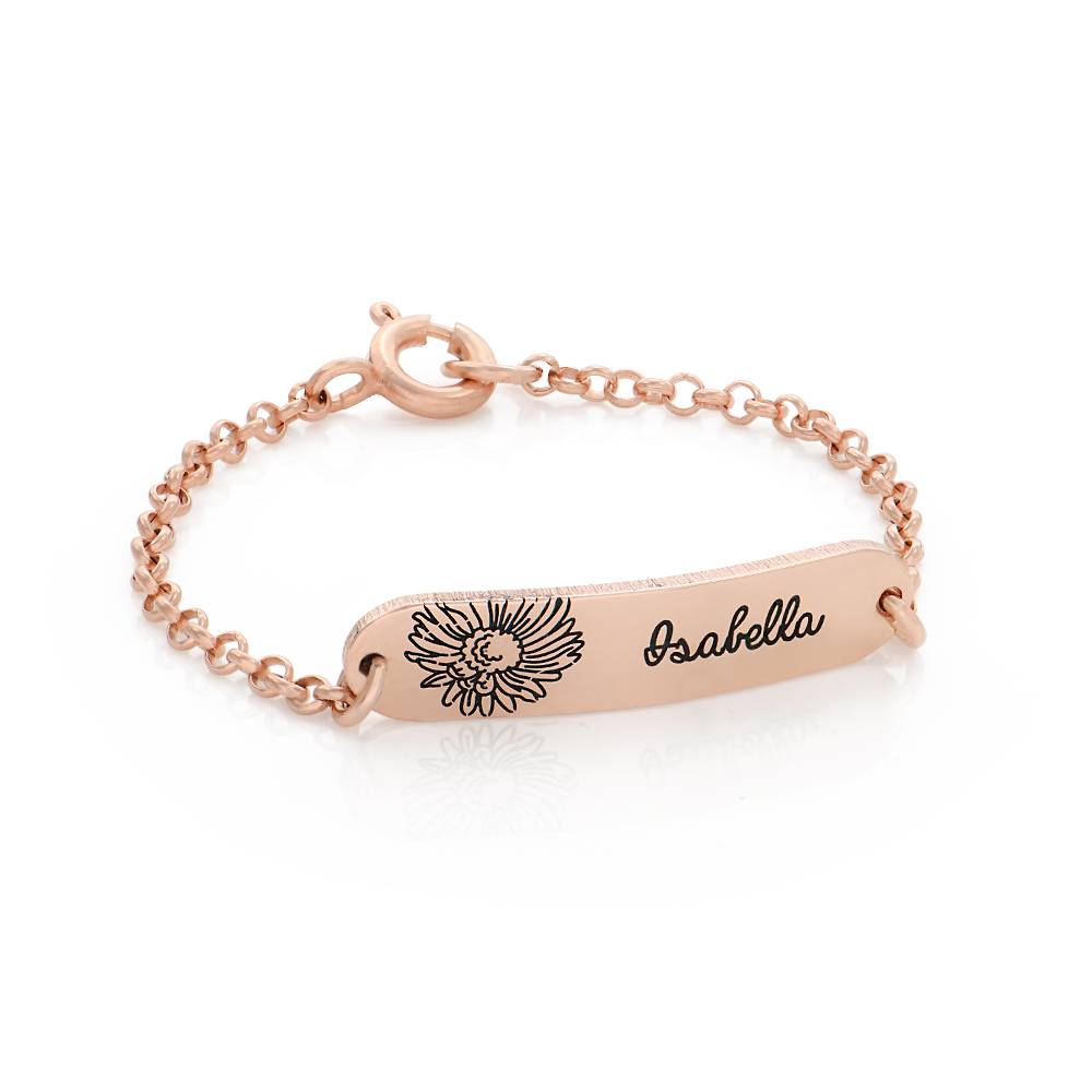 Pulsera Lyla con Nombre de Bebé con Flor de Nacimiento en Chapa de Oro Rosa-1 Pulsera Lyla con Nombre de Bebé con Flor de Nacimiento en Chapa de Oro Rosa-1 foto de producto