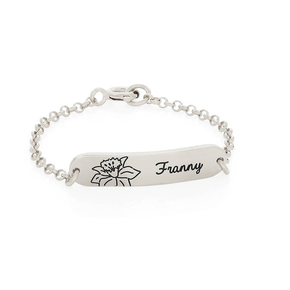 Pulsera Lyla con Nombre de Bebé con Flor de Nacimiento en Plata Esterlina-1 Pulsera Lyla con Nombre de Bebé con Flor de Nacimiento en Plata Esterlina-1 foto de producto