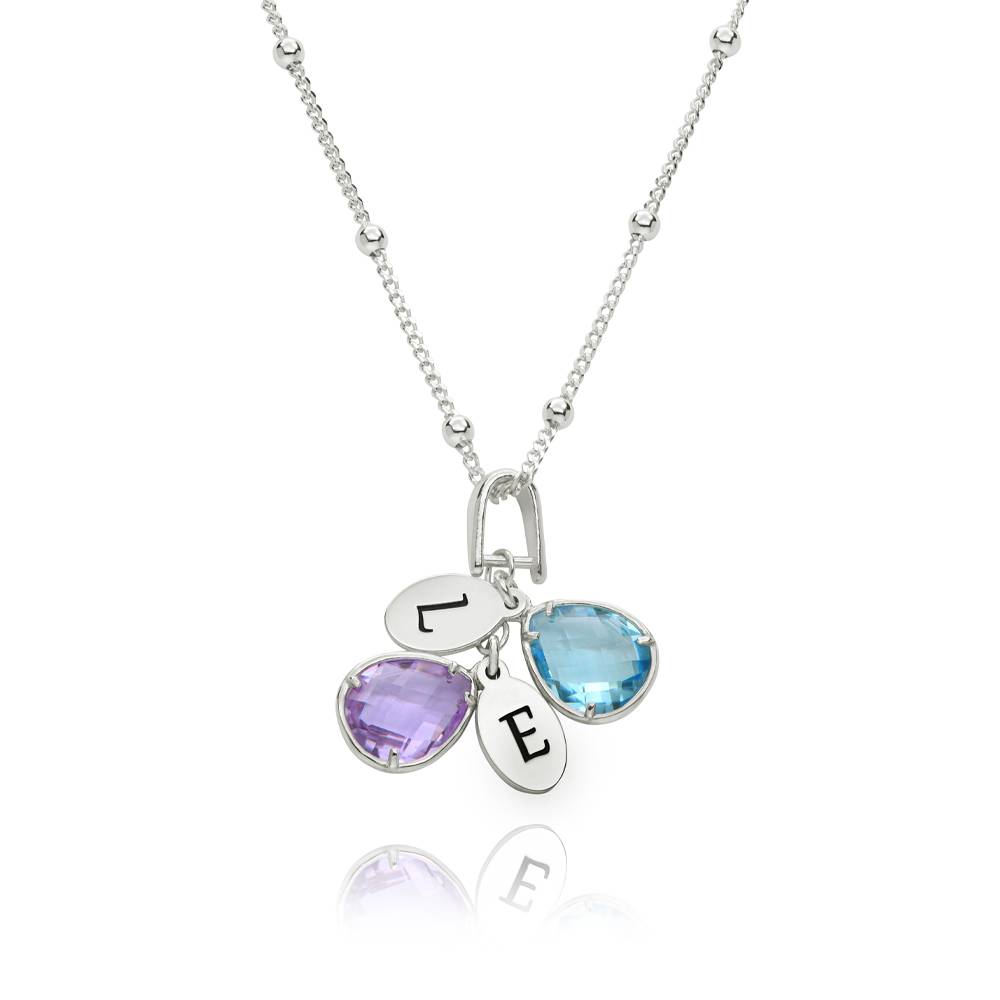 Collar de Caída Iniciales con Piedra de Nacimiento Marlotte en Plata-1 Collar de Caída Iniciales con Piedra de Nacimiento Marlotte en Plata-1 foto de producto