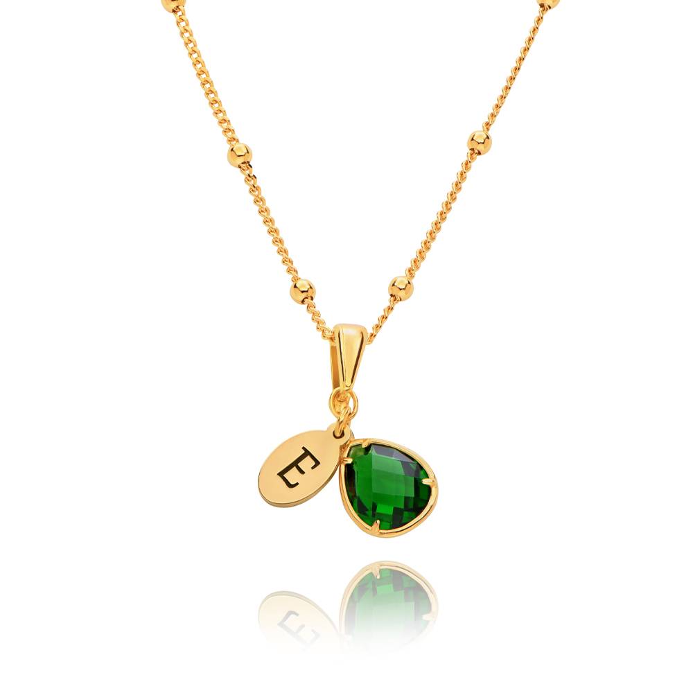 Collar de Caída Iniciales con Piedra de Nacimiento Marlotte en Baño de Oro-1 Collar de Caída Iniciales con Piedra de Nacimiento Marlotte en Baño de Oro-1 foto de producto