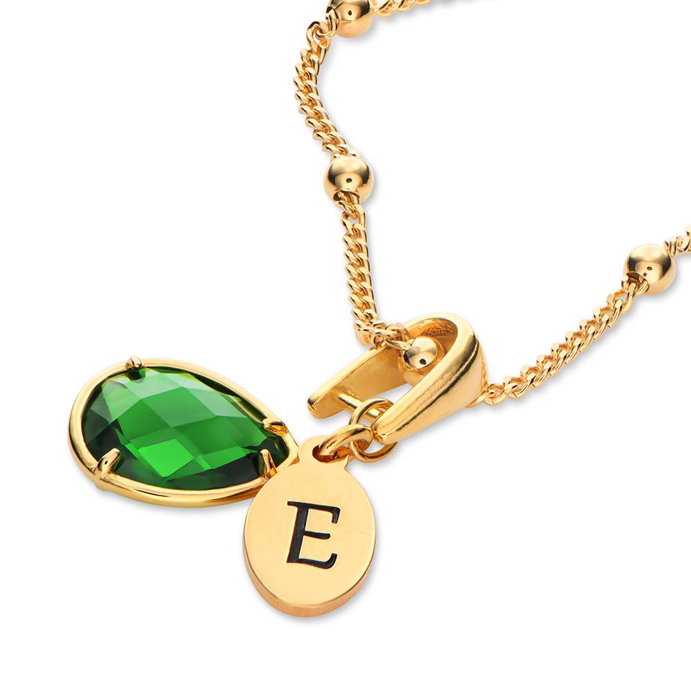 Collar de Caída Iniciales con Piedra de Nacimiento Marlotte en Baño de Oro-3 Collar de Caída Iniciales con Piedra de Nacimiento Marlotte en Baño de Oro-3 foto de producto