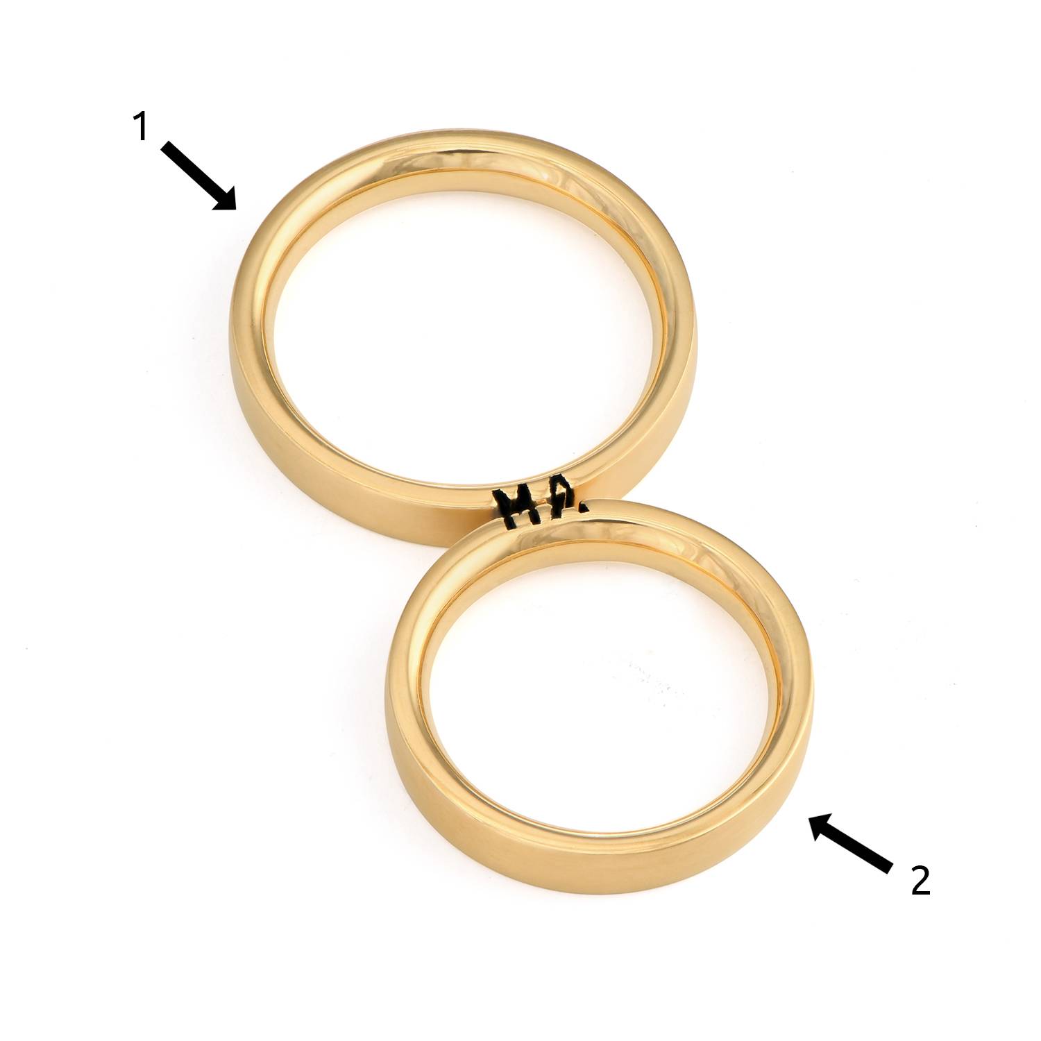 Conjunto de Anillos de Promesa de Pareja con Inicial A Juego en Baño de Oro-6 foto de producto