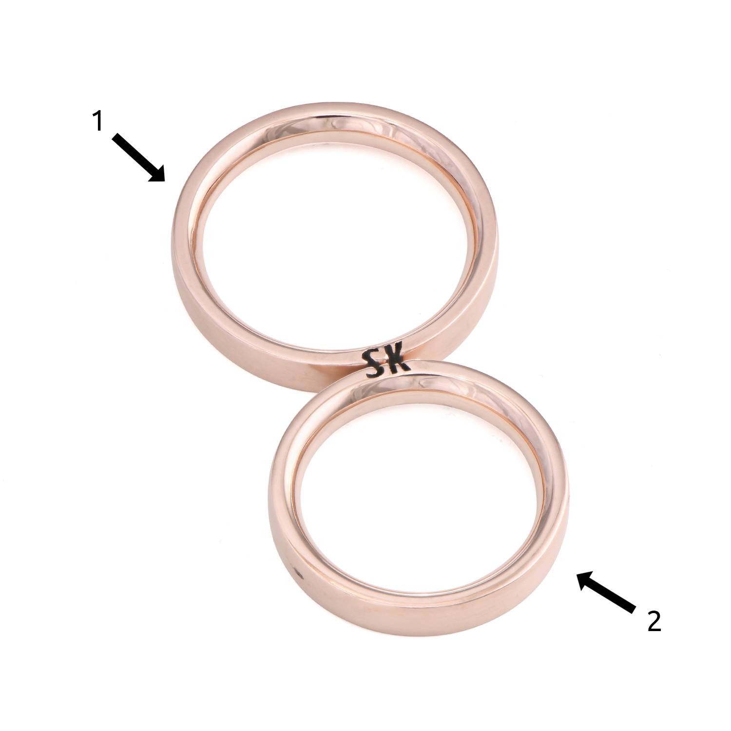 Conjunto de Anillos de Promesa de Pareja con Inicial A Juego en Chapa de Oro Rosa-7 foto de producto