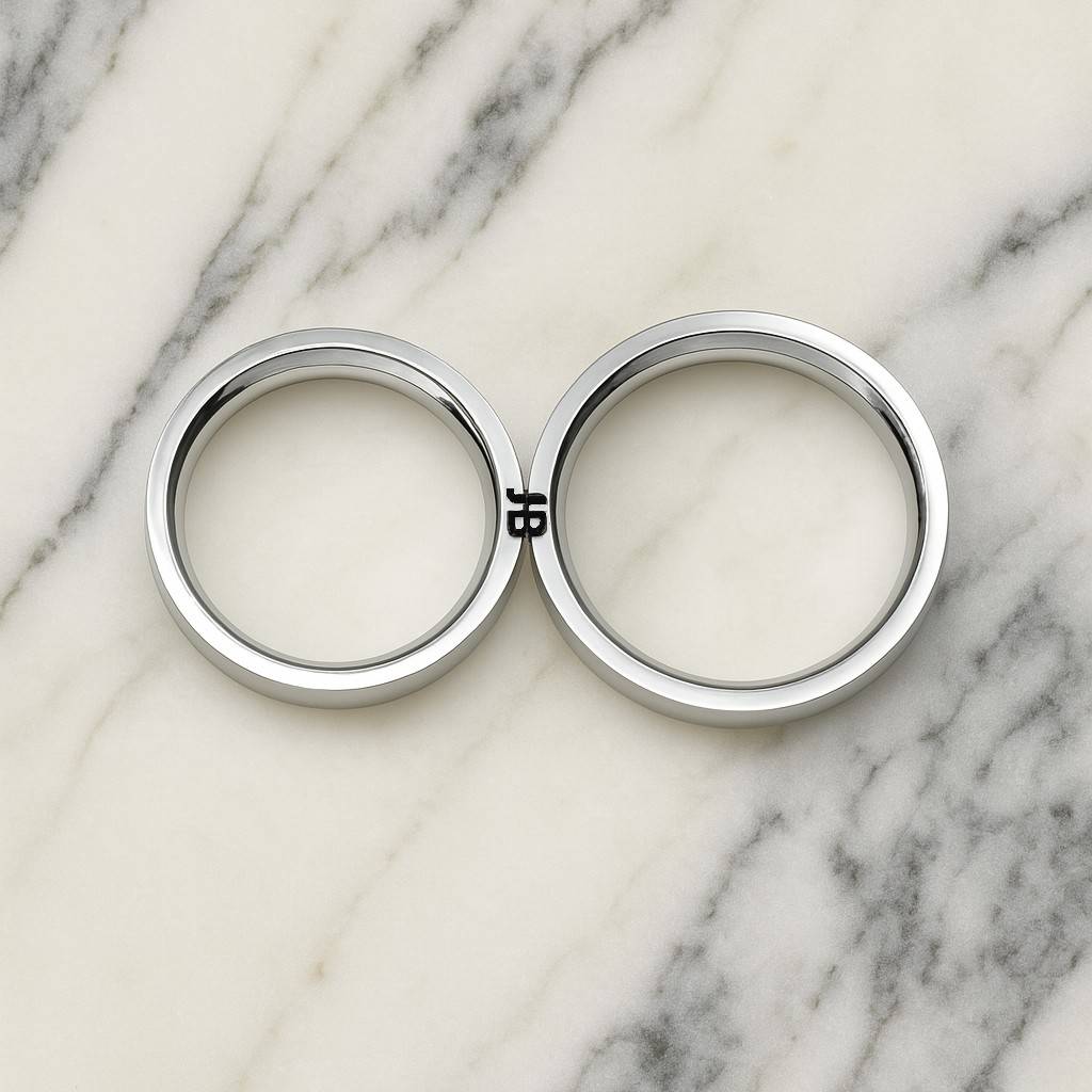 Conjunto de Anillos de Promesa de Pareja con Inicial A Juego en Plata-6 foto de producto