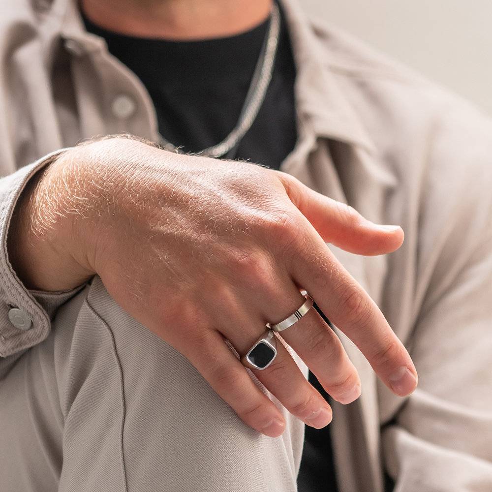 Conjunto de Anillos de Promesa de Pareja con Inicial A Juego en Plata-4 foto de producto