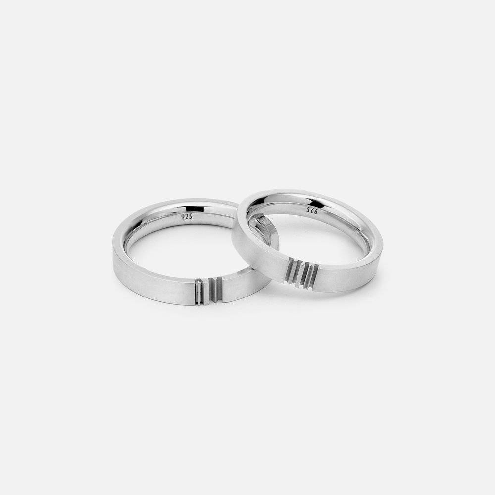 Conjunto de Anillos de Promesa de Pareja con Inicial A Juego en Plata-2 foto de producto