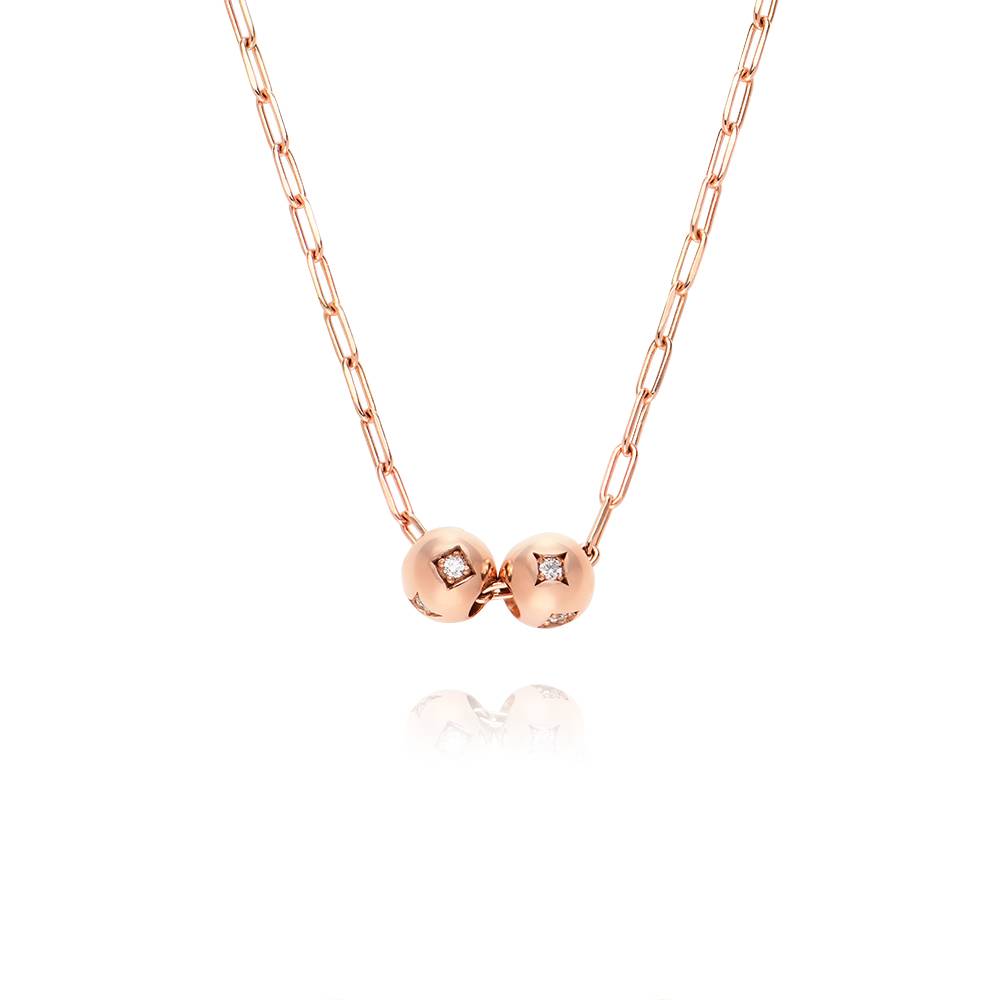 Collar Maya con Cuentas de Diamantes de 0.08ct en Chapa de Oro Rosa-2 Collar Maya con Cuentas de Diamantes de 0.08ct en Chapa de Oro Rosa-2 foto de producto