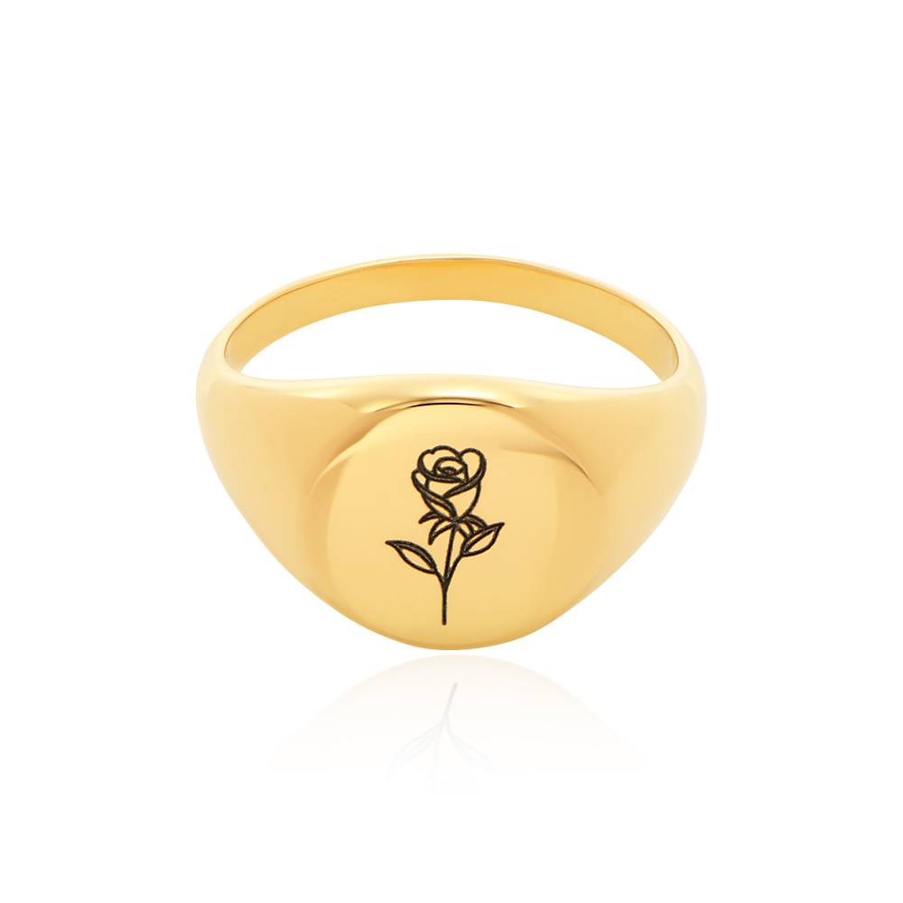 Anillo Sello con Flor de Nacimiento en Chapa de Oro-5 Anillo Sello con Flor de Nacimiento en Chapa de Oro-5 foto de producto
