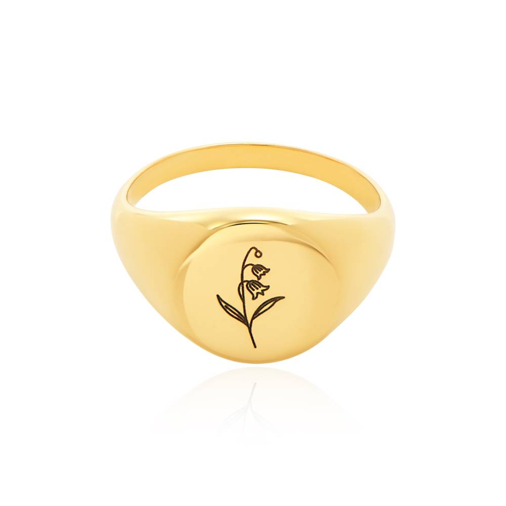 Anillo Sello con Flor de Nacimiento en Vermeil de Oro-6 Anillo Sello con Flor de Nacimiento en Vermeil de Oro-6 foto de producto