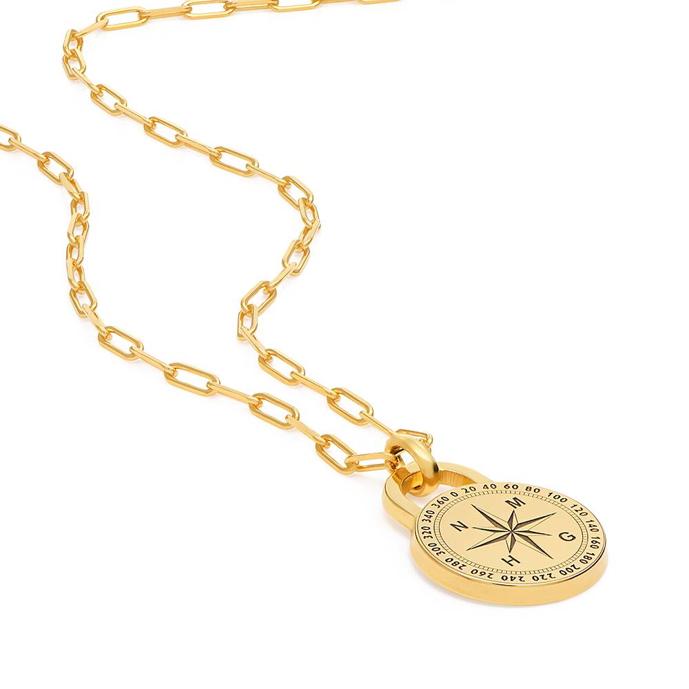 Collar de Brújula con Inicial Kaia para Hombre en Vermeil de Oro-5 foto de producto