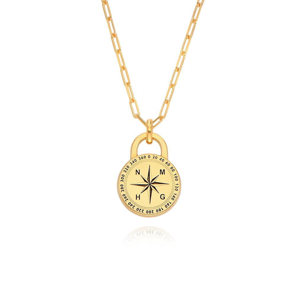 Collar de Brújula con Inicial Kaia para Hombre en Vermeil de Oro-4 foto de producto
