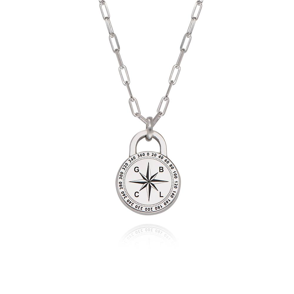 Collar de Brújula con Inicial Kaia para Hombre en Plata Esterlina-3 foto de producto