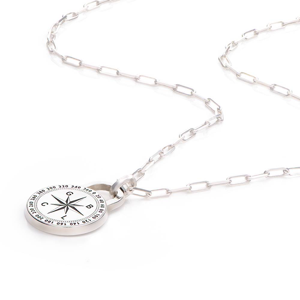 Collar de Brújula con Inicial Kaia para Hombre en Plata Esterlina-1 foto de producto