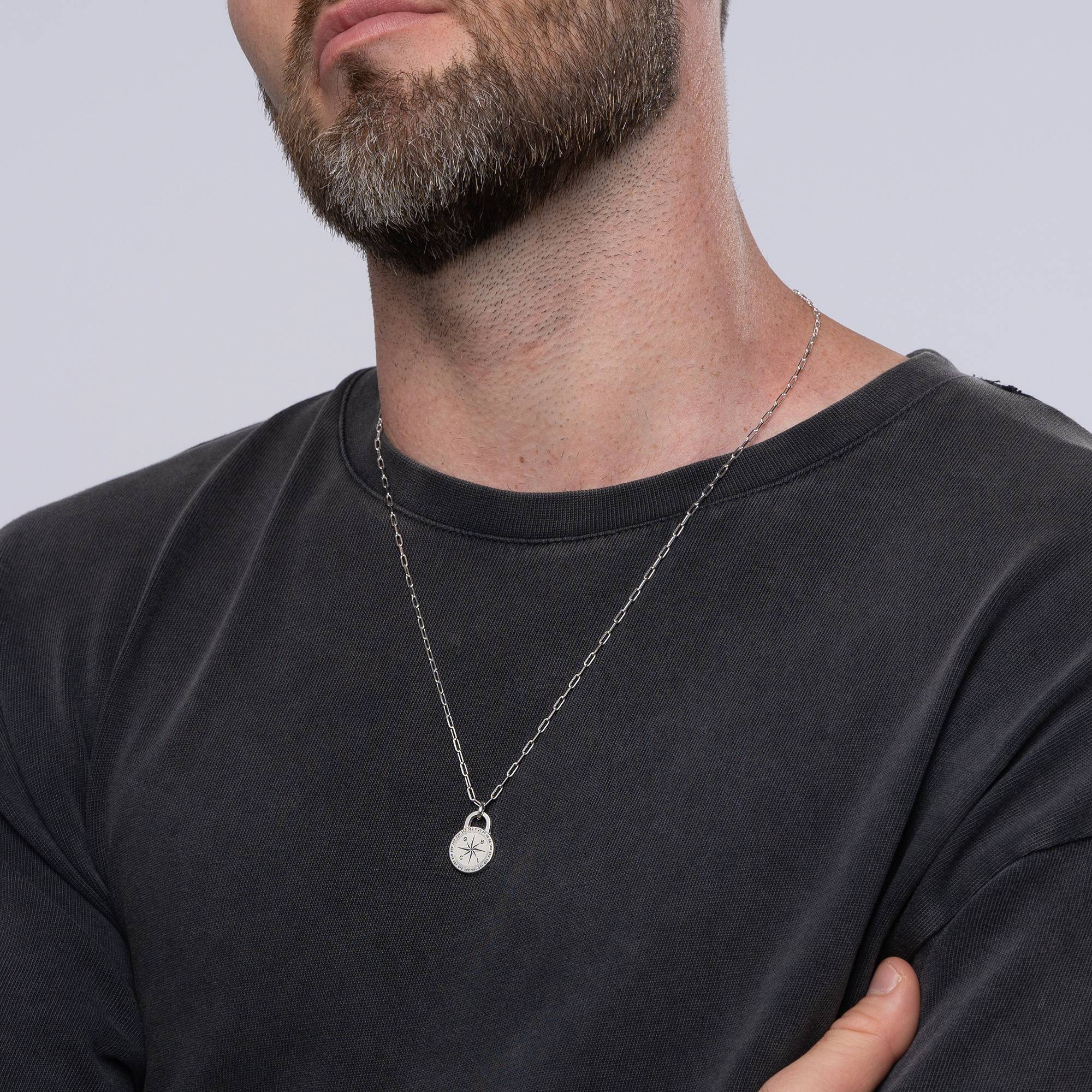 Collar de Brújula con Inicial Kaia para Hombre en Plata Esterlina-5 foto de producto