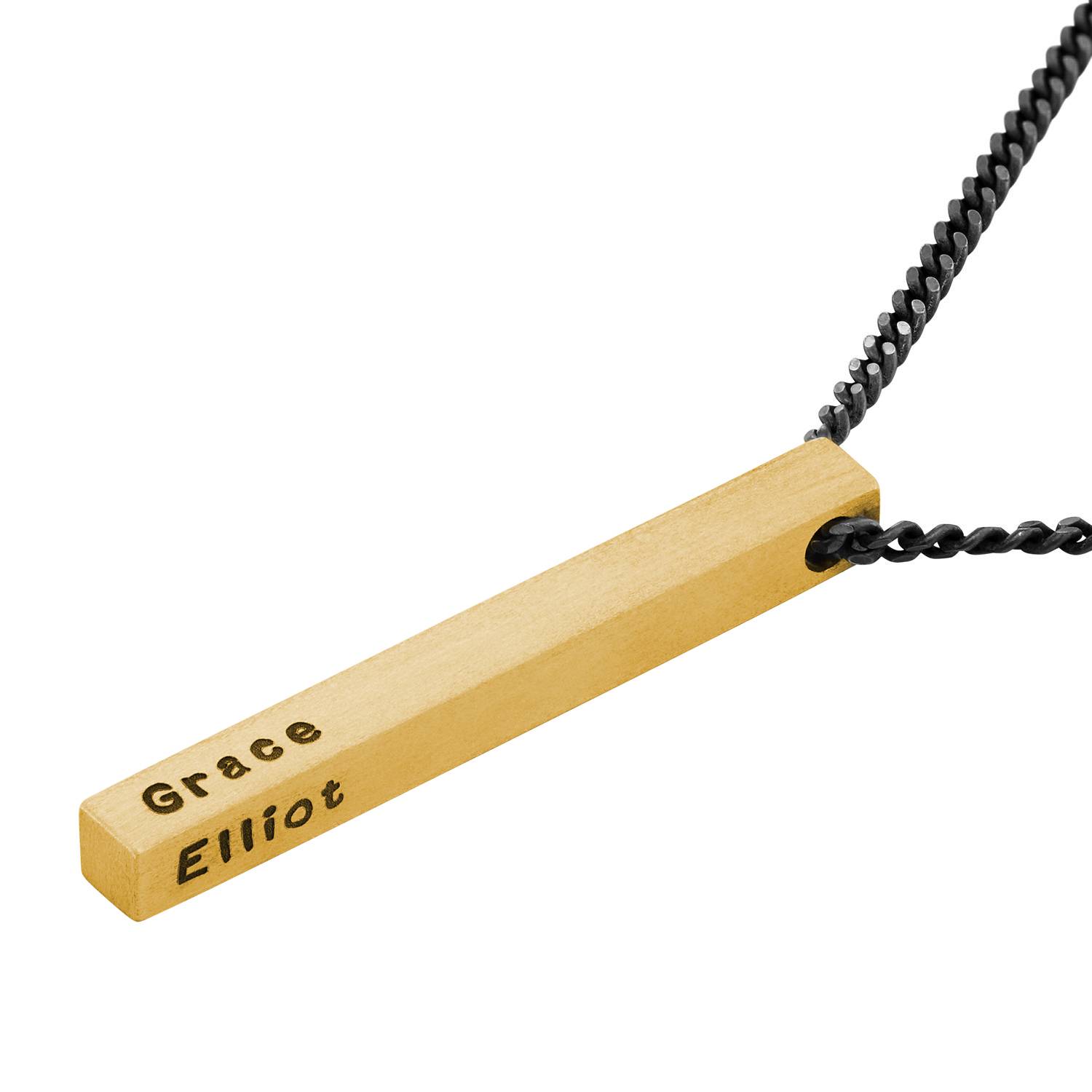 Collar de Barra en 3D para Hombre en Baño de Oro-4 foto de producto