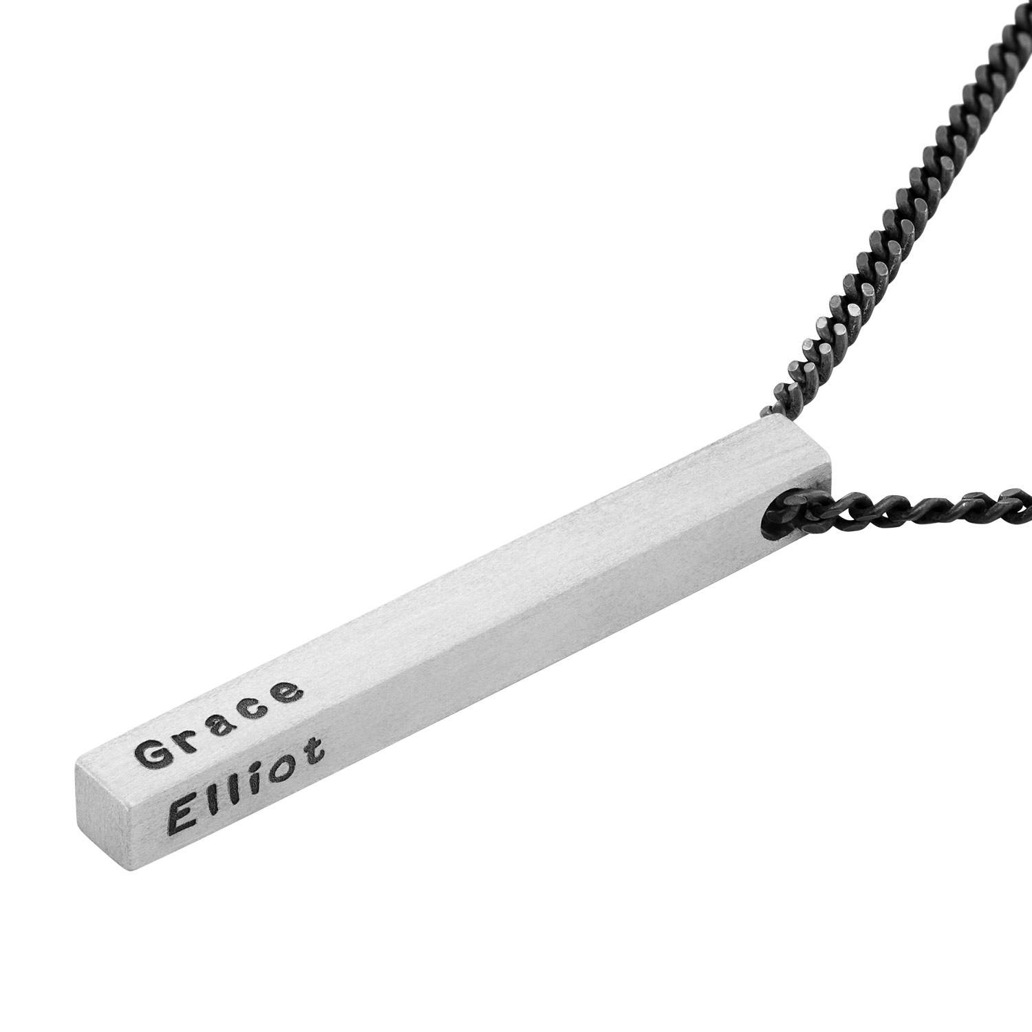 Collar de Barra en 3D para Hombre en Plata-4 foto de producto