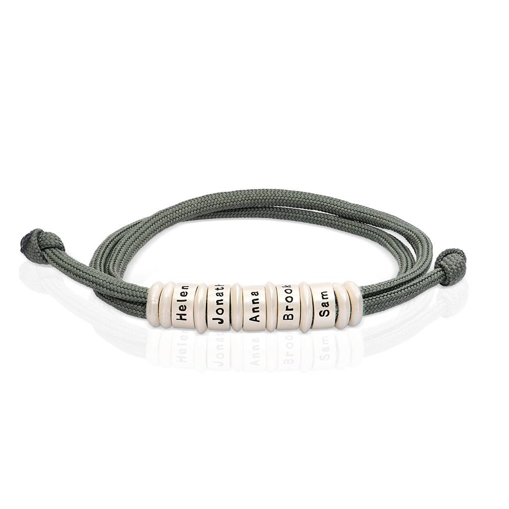 Pulsera para Hombre de Cordón con Cuentas Personalizadas en Plata-1 foto de producto