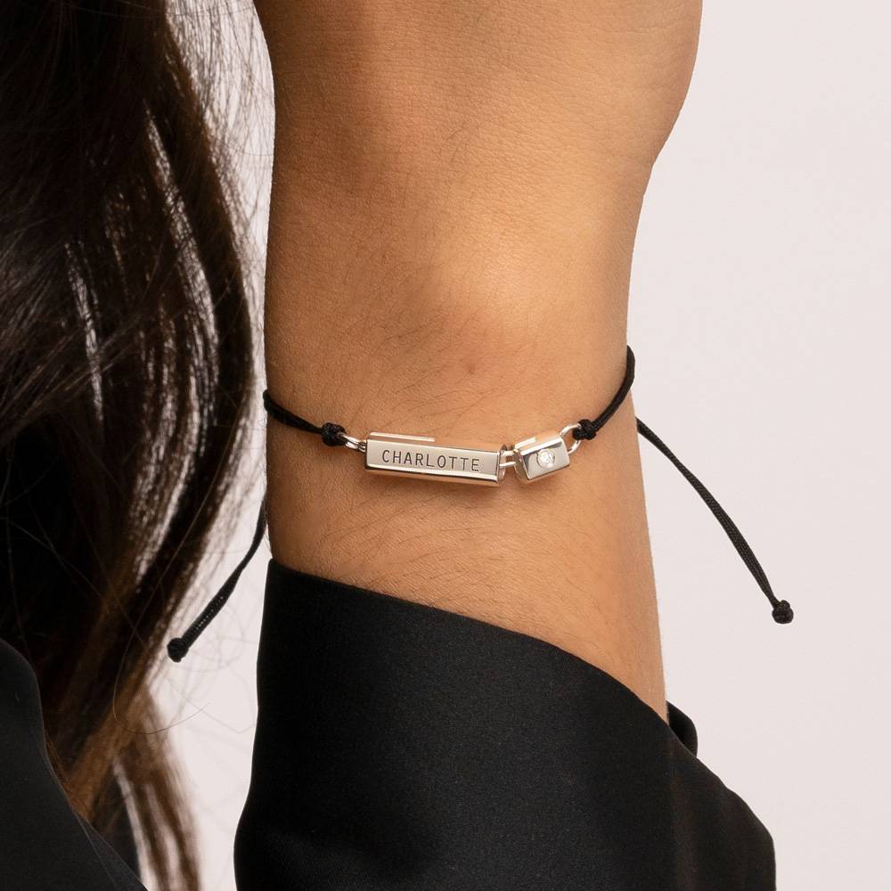Pulsera / Tobillera de Tubos con Diamantes en Plata Esterlina-2 foto de producto