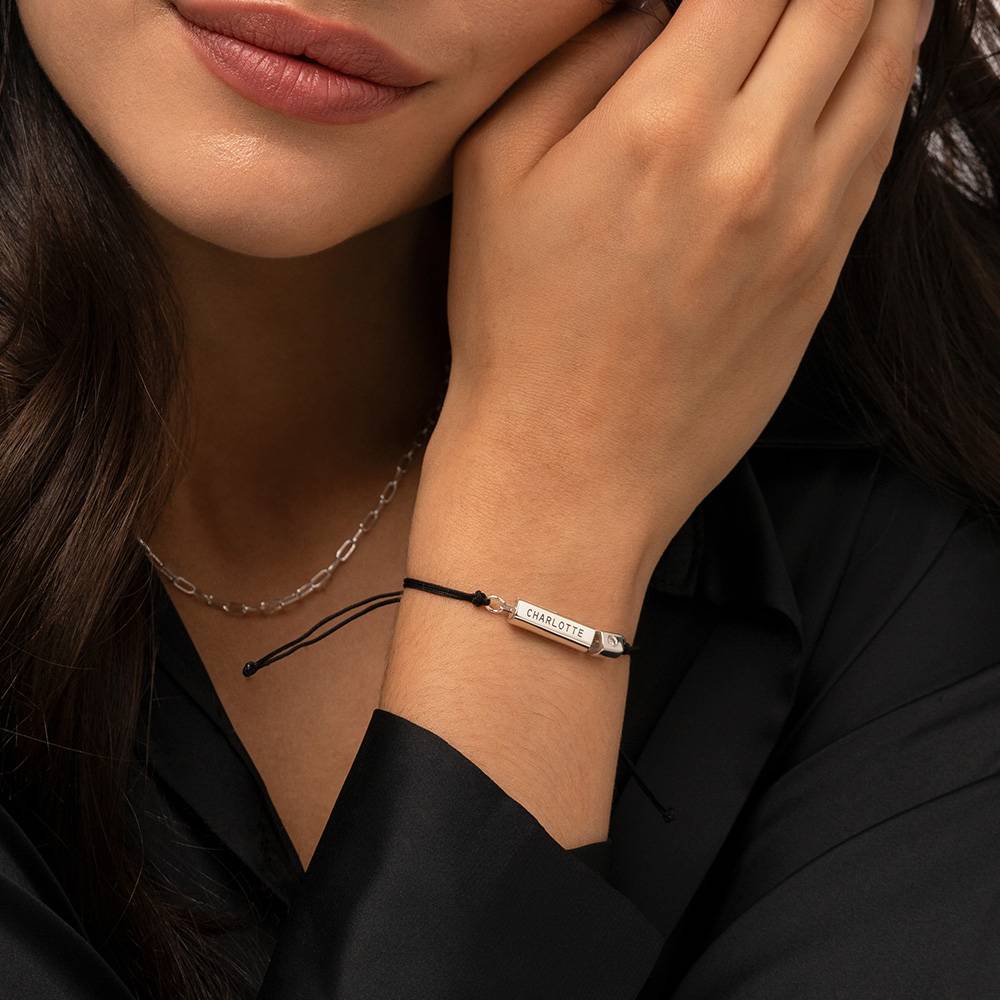 Pulsera / Tobillera de Tubos con Diamantes en Plata Esterlina-4 foto de producto