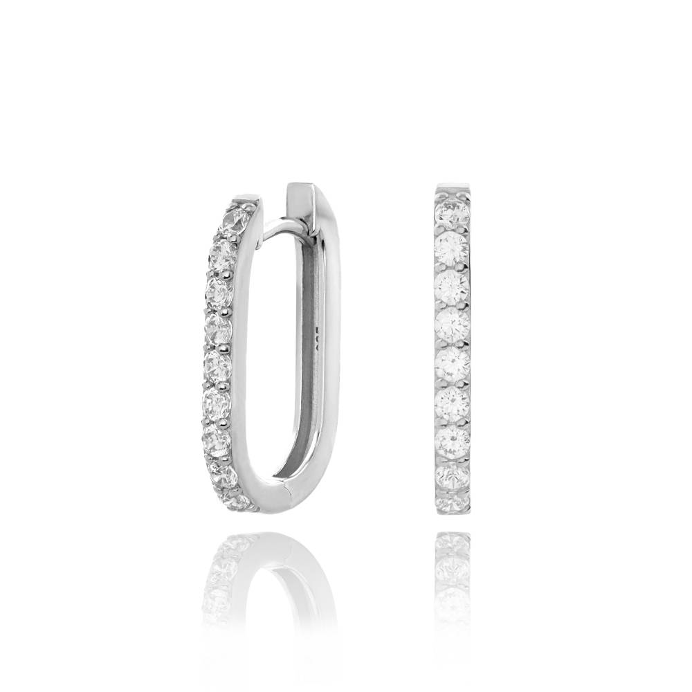 Pendientes Huggies Monica con Zirconia Cúbica en Plata Esterlina-2 foto de producto