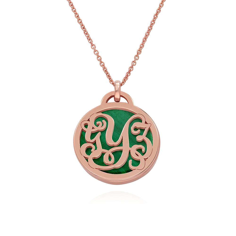 Collar Monograma con Piedra Semipreciosa en Vermeil de Oro Rosa-6 foto de producto