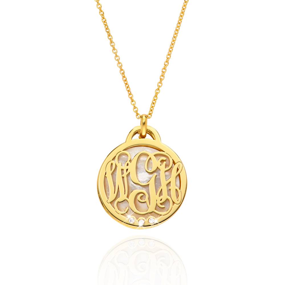 Collar Monograma con Piedra Semipreciosa y Diamantes en Vermeil de Oro-5 Collar Monograma con Piedra Semipreciosa y Diamantes en Vermeil de Oro-5 foto de producto