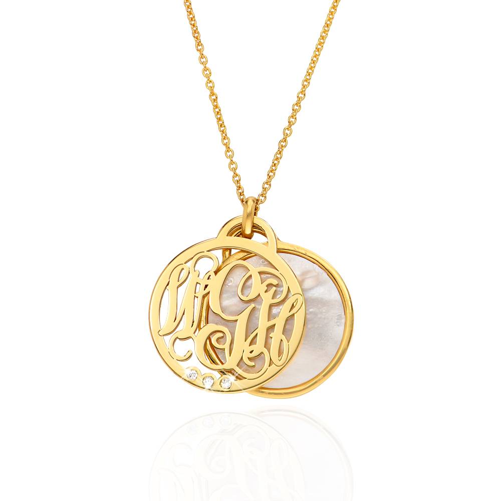 Collar Monograma con Piedra Semipreciosa y Diamantes en Vermeil de Oro-2 Collar Monograma con Piedra Semipreciosa y Diamantes en Vermeil de Oro-2 foto de producto