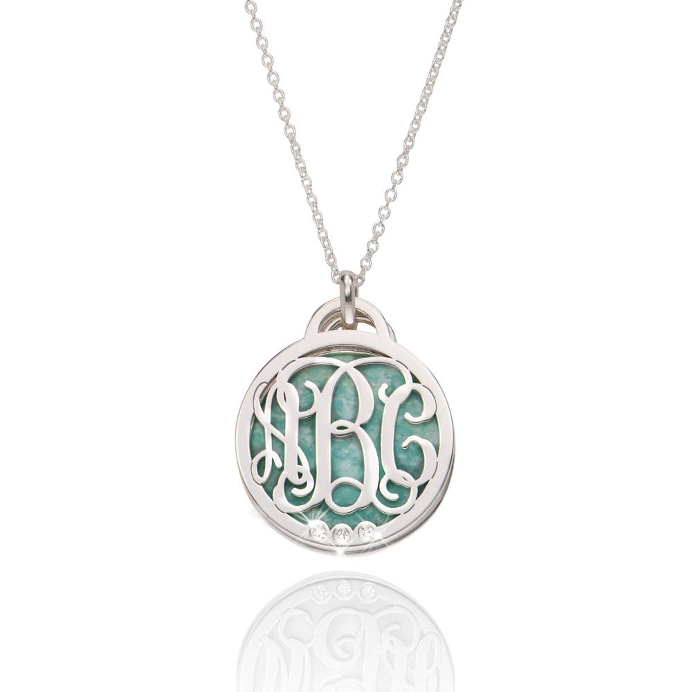 Collar Monograma con Piedra Semipreciosa y Diamantes en Plata Esterlina-5 Collar Monograma con Piedra Semipreciosa y Diamantes en Plata Esterlina-5 foto de producto