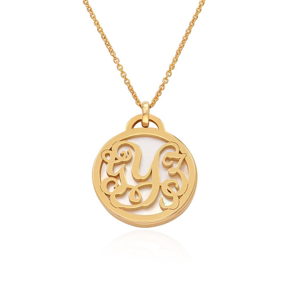 Collar Monograma con Piedra Semipreciosa en Chapa de Oro-3 Collar Monograma con Piedra Semipreciosa en Chapa de Oro-3 foto de producto