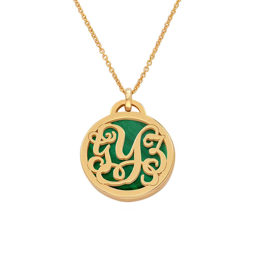 Collar Monograma con Piedra Semipreciosa en Vermeil de Oro-4 Collar Monograma con Piedra Semipreciosa en Vermeil de Oro-4 foto de producto