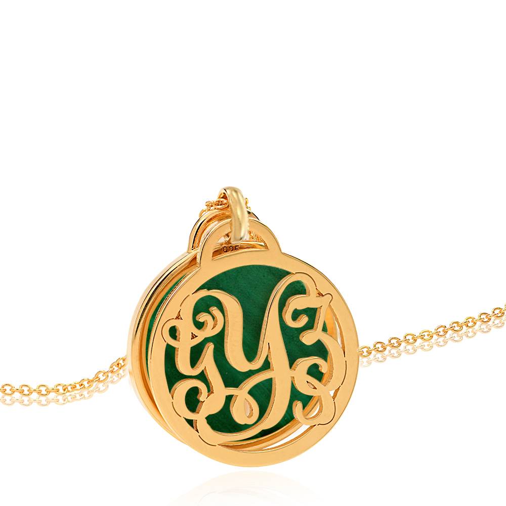 Collar Monograma con Piedra Semipreciosa en Vermeil de Oro-2 Collar Monograma con Piedra Semipreciosa en Vermeil de Oro-2 foto de producto