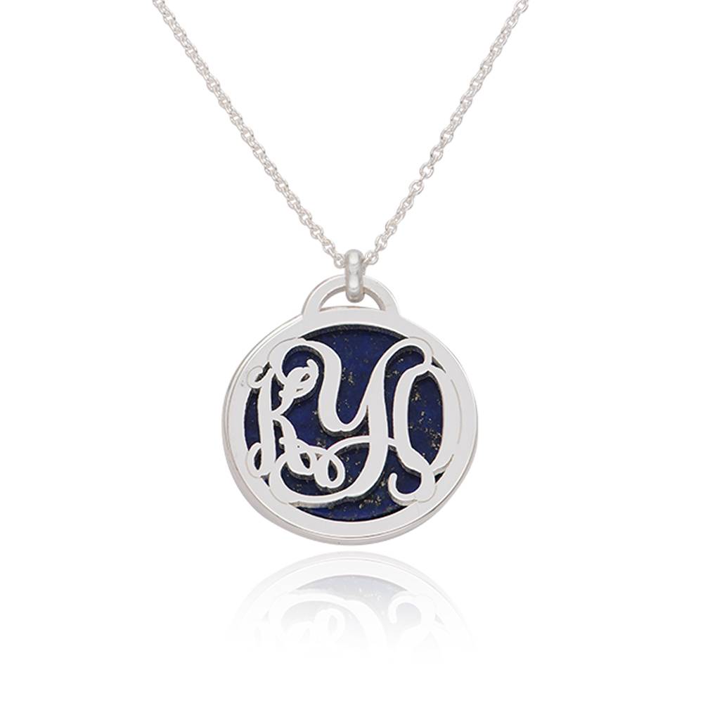 Collar Monograma con Piedra Semipreciosa en Plata Esterlina-4 Collar Monograma con Piedra Semipreciosa en Plata Esterlina-4 foto de producto