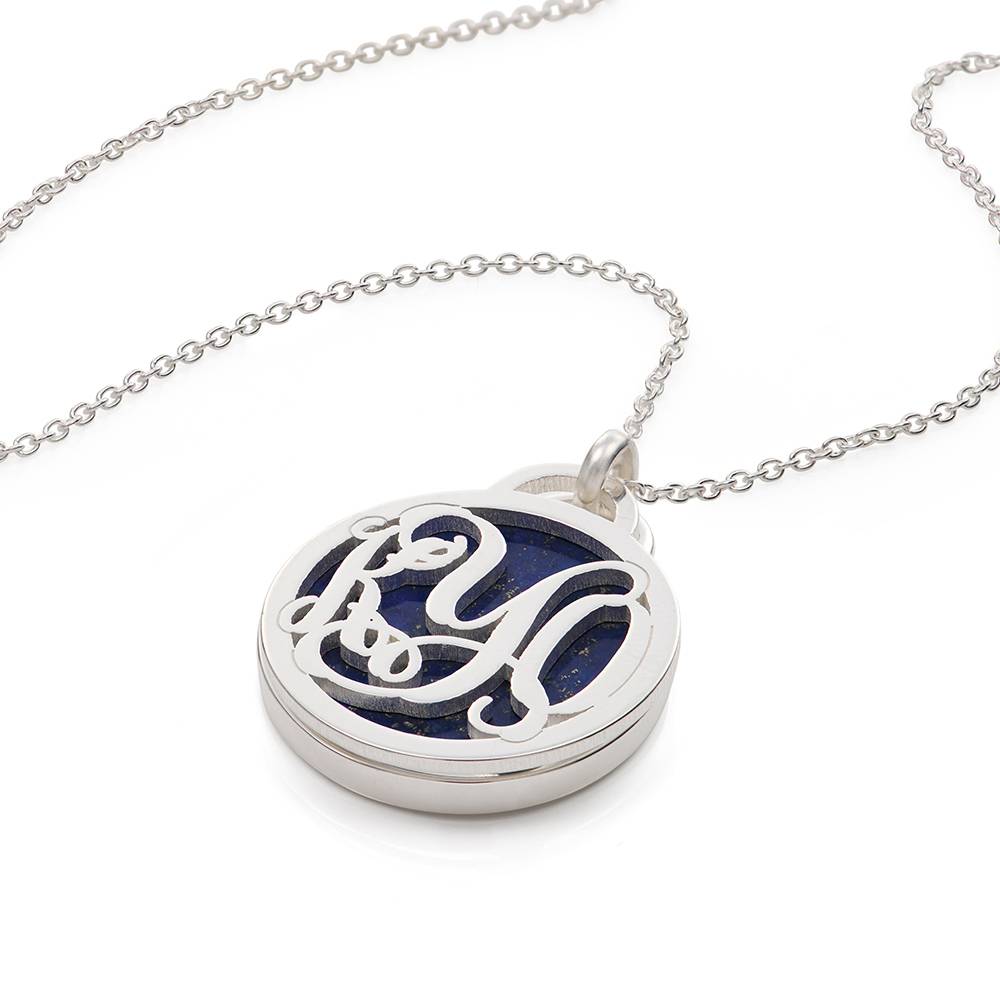 Collar Monograma con Piedra Semipreciosa en Plata Esterlina-7 Collar Monograma con Piedra Semipreciosa en Plata Esterlina-7 foto de producto