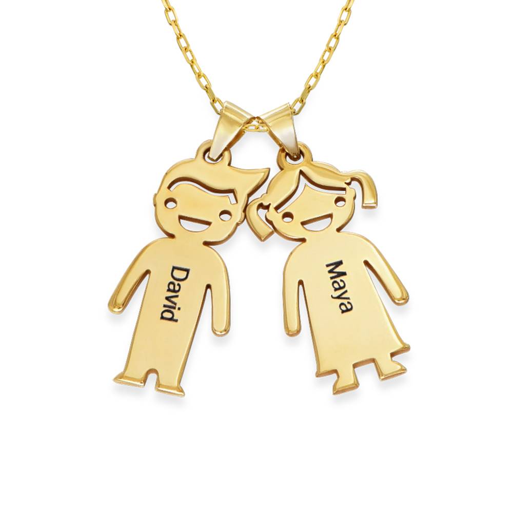 Collar con Colgantes Niño y Niña Personalizado en Oro Sólido 10K-3 Collar con Colgantes Niño y Niña Personalizado en Oro Sólido 10K-3 foto de producto