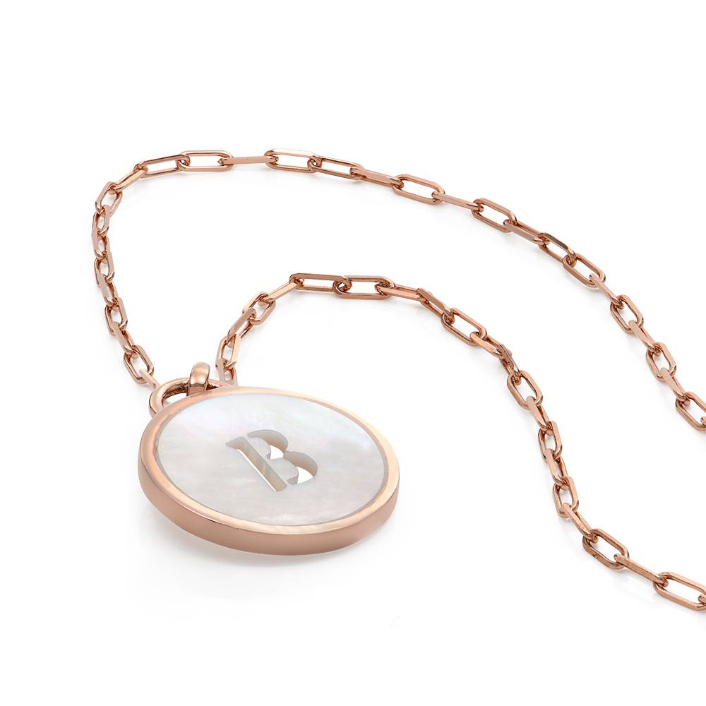 Collar Inicial Madre Perla  en Chapa de Oro Rosa-3 foto de producto