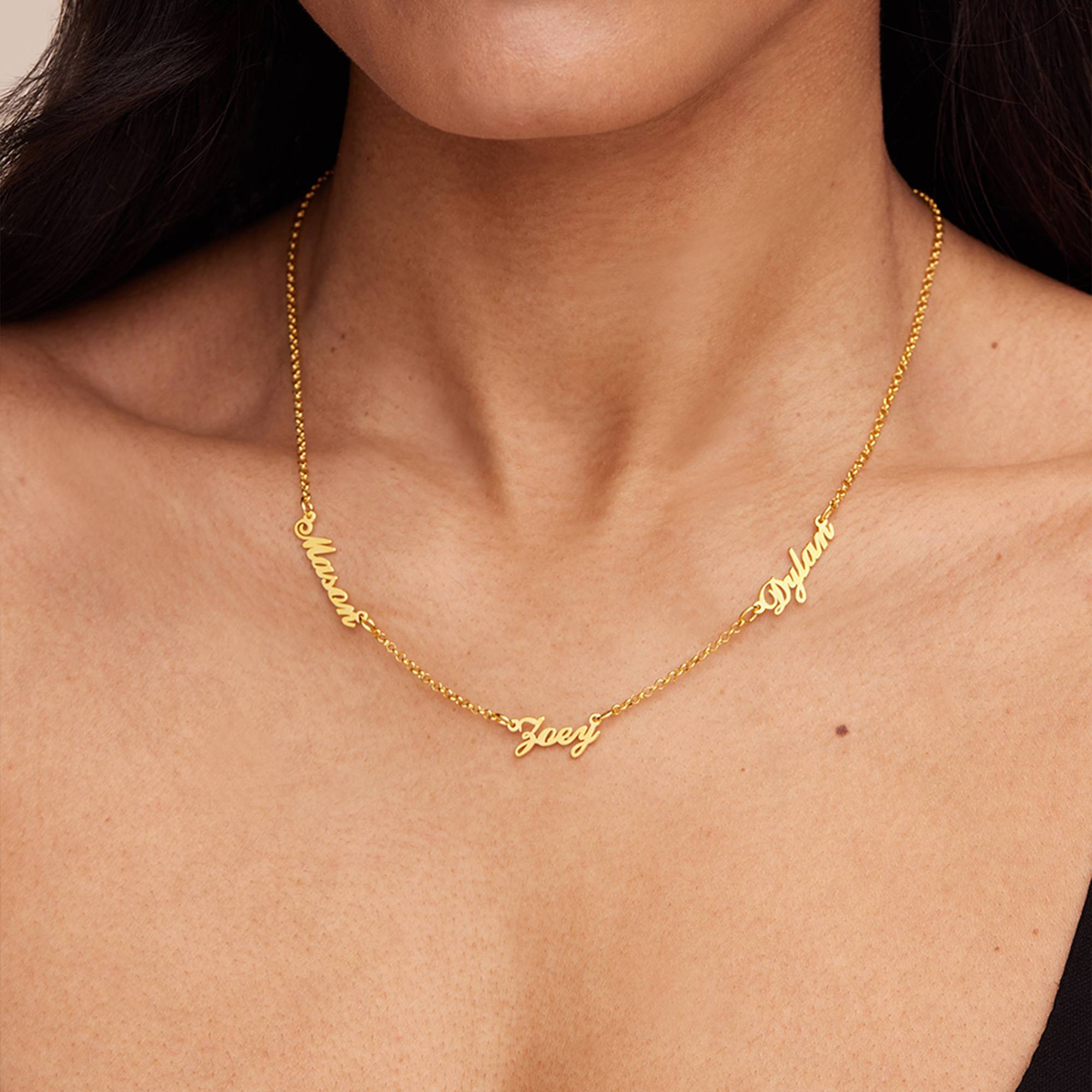 Collar con Nombres Múltiples Heritage en Chapa de Oro-4 foto de producto