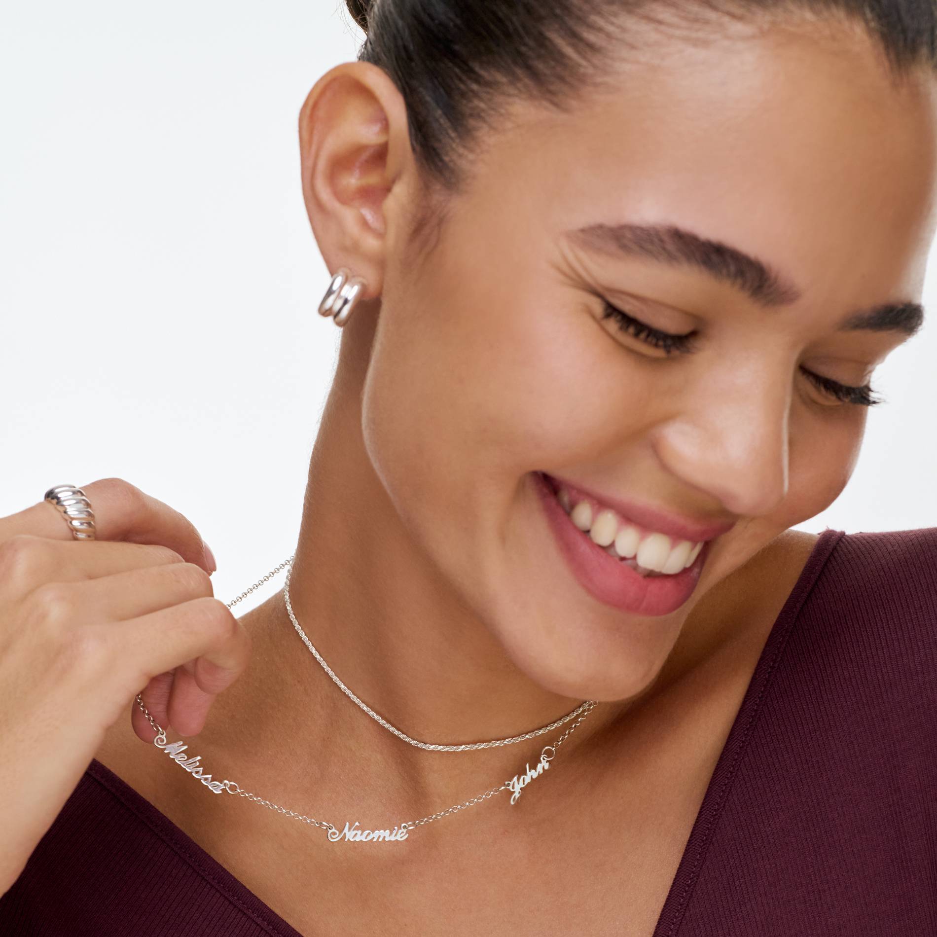 Collar con Nombres Múltiples Heritage en Plata Esterlina-4 foto de producto