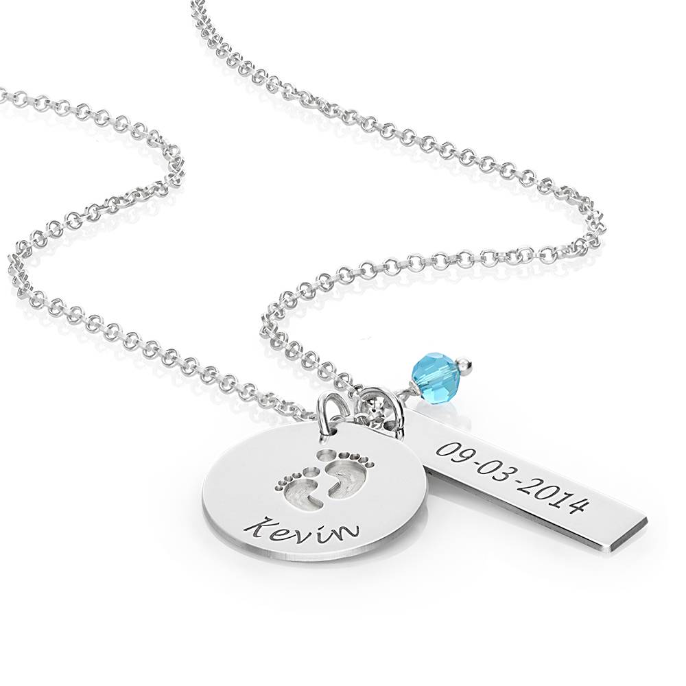 Joyería para Nueva Mamá - Collar con Charm de Piecitos de Bebé en Plata-3 foto de producto
