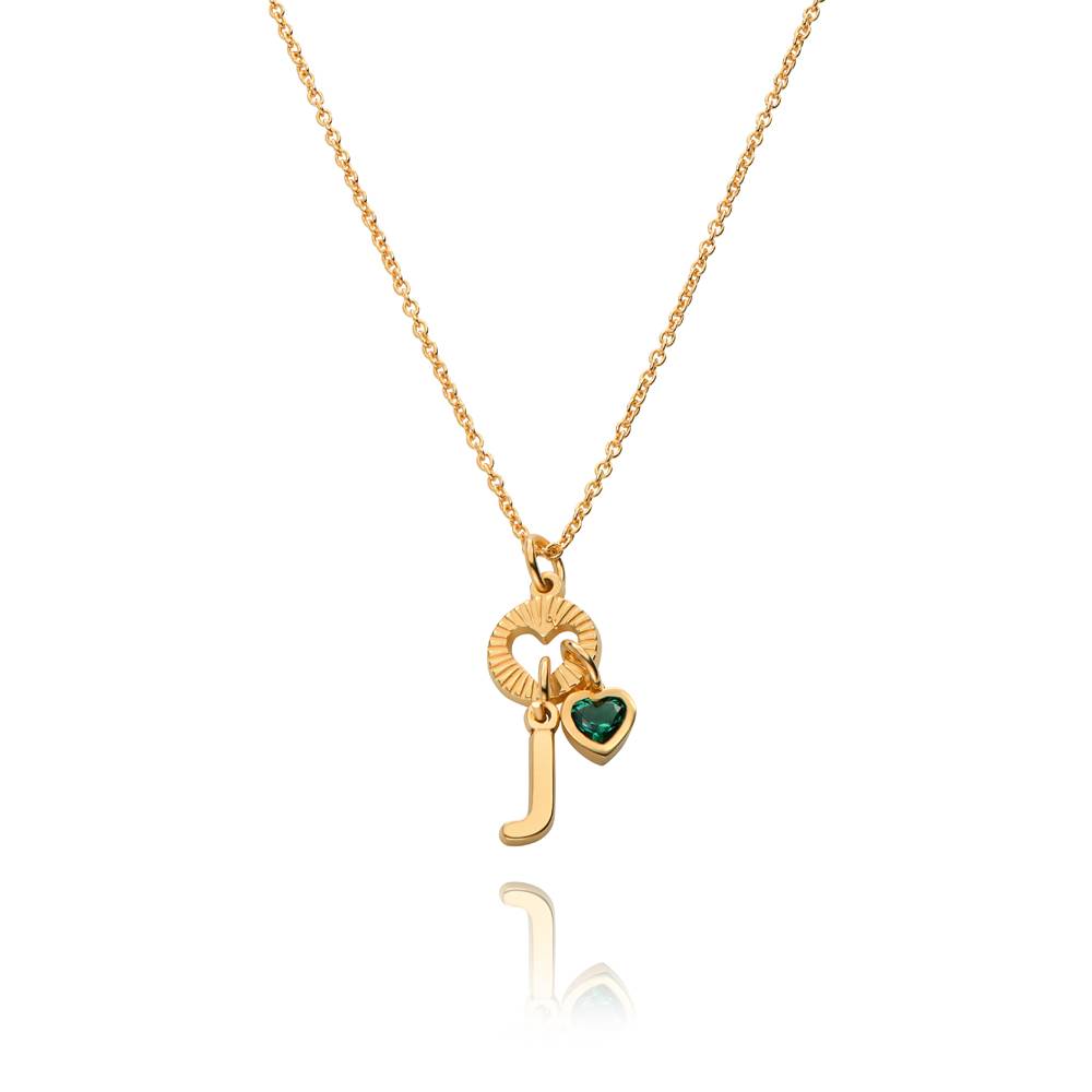 Collar Inicial Noel con Piedra Preciosa en Vermeil de Oro-1 foto de producto