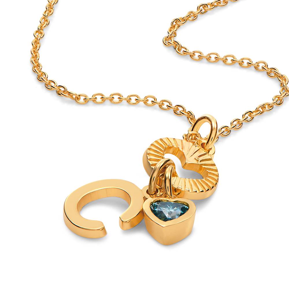 Collar Inicial Noel con Piedra Preciosa en Vermeil de Oro-2 foto de producto