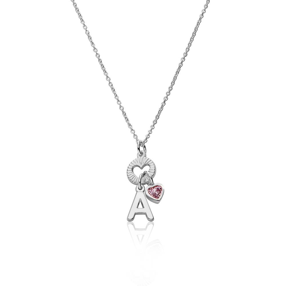 Collar Inicial Noel con Piedra Preciosa en Plata Esterlina-1 foto de producto