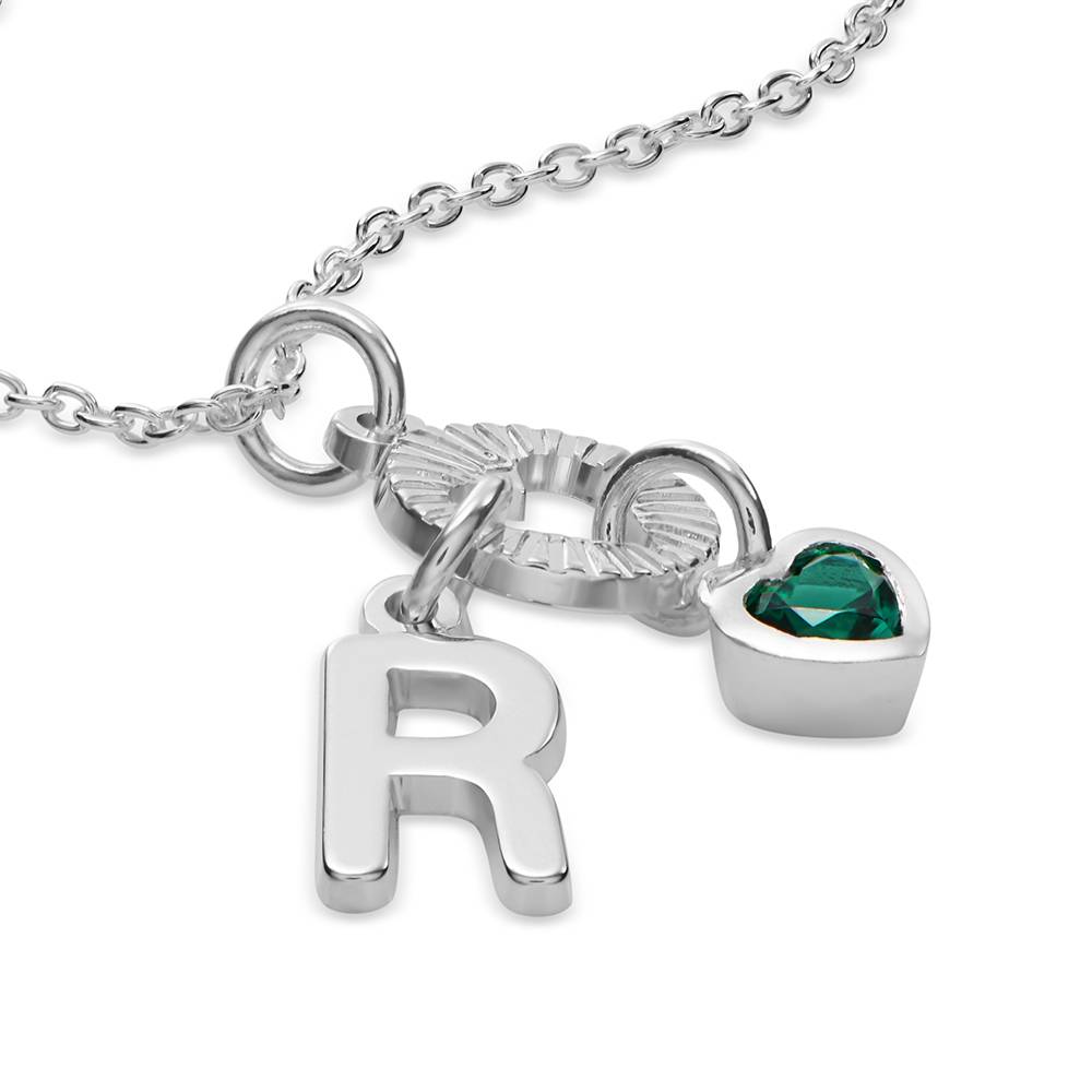 Collar Inicial Noel con Piedra Preciosa en Plata Esterlina-2 foto de producto