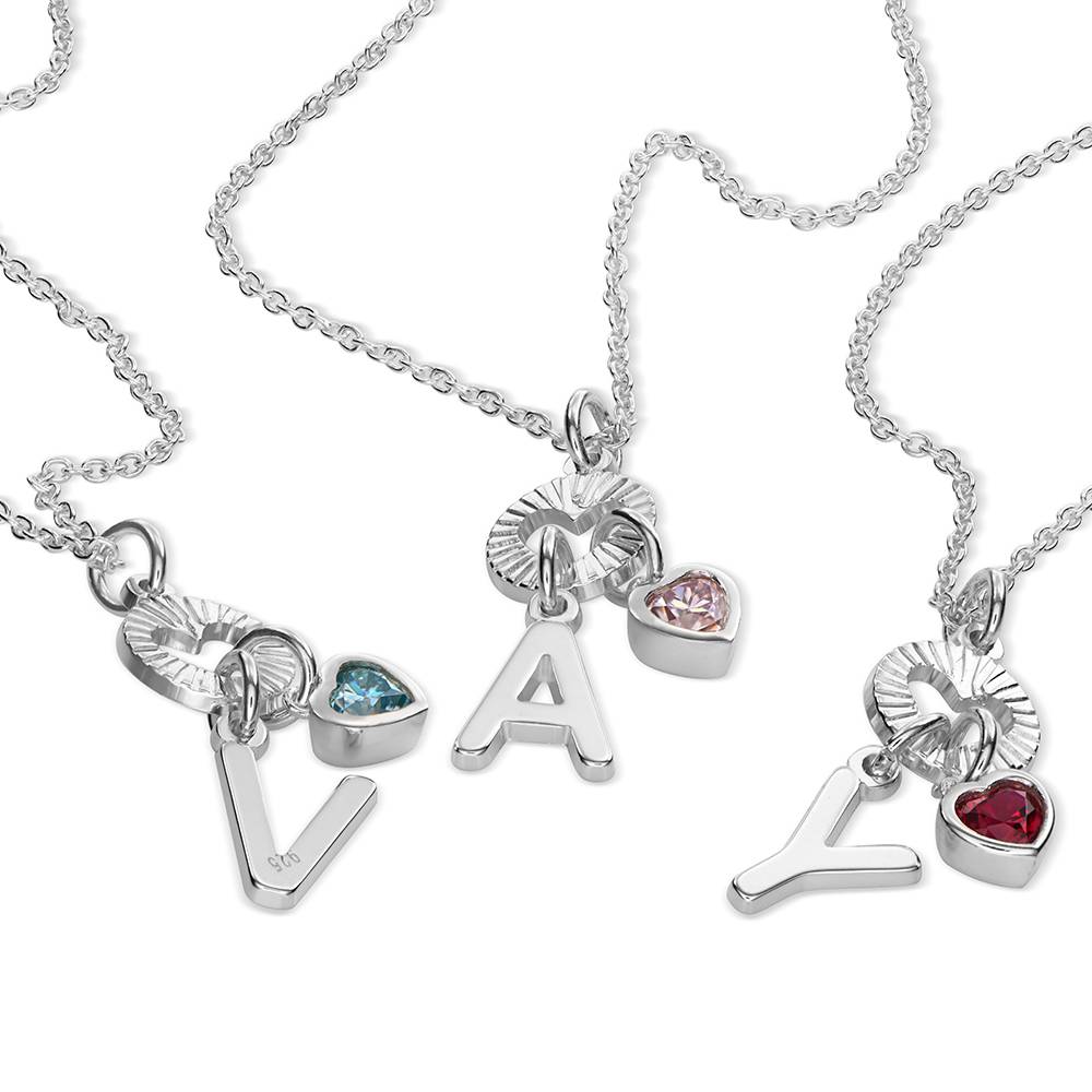 Collar Inicial Noel con Piedra Preciosa en Plata Esterlina-3 foto de producto