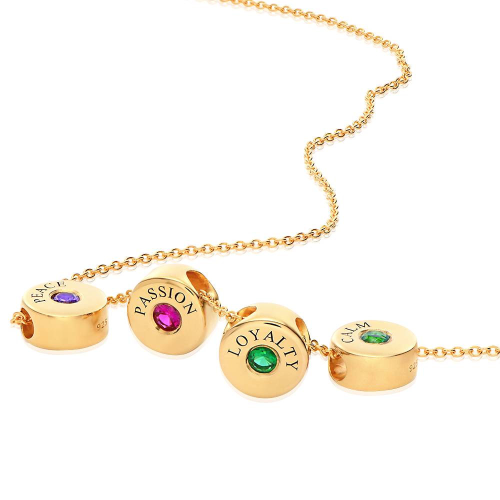 Collar Nova Personalizado con Grabado y Piedra de Nacimiento en Vermeil de Oro-3 foto de producto