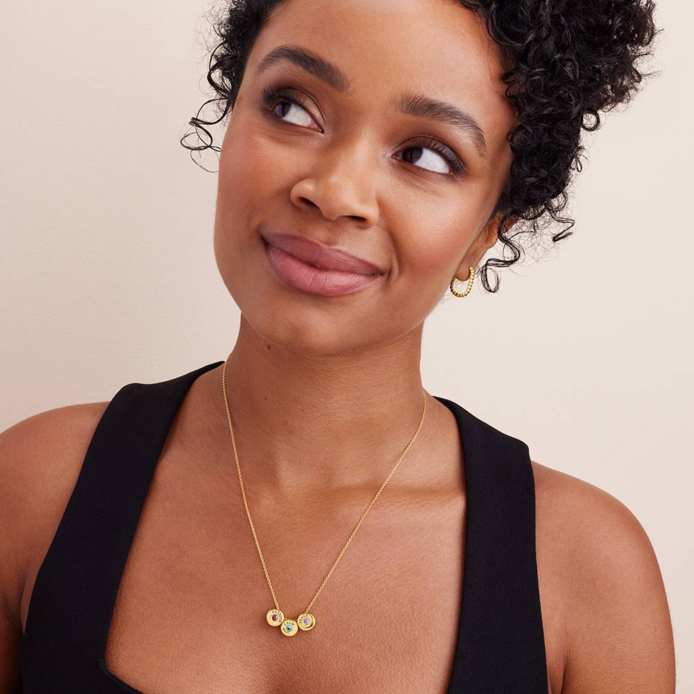 Collar Nova Personalizado con Grabado y Piedra de Nacimiento en Vermeil de Oro-7 foto de producto