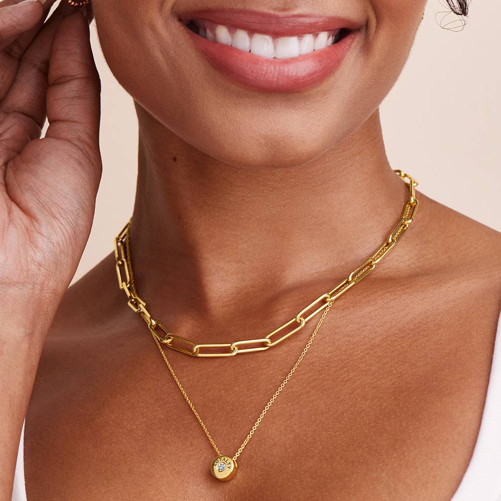 Collar Nova Personalizado con Grabado y Piedra de Nacimiento en Vermeil de Oro-6 foto de producto