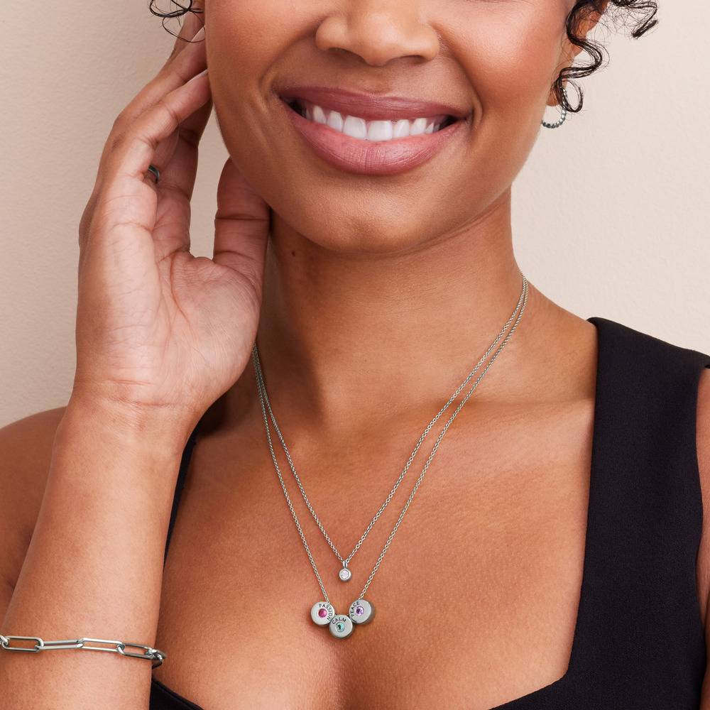 Collar Nova Personalizado con Grabado y Piedra de Nacimiento en Plata-1 foto de producto