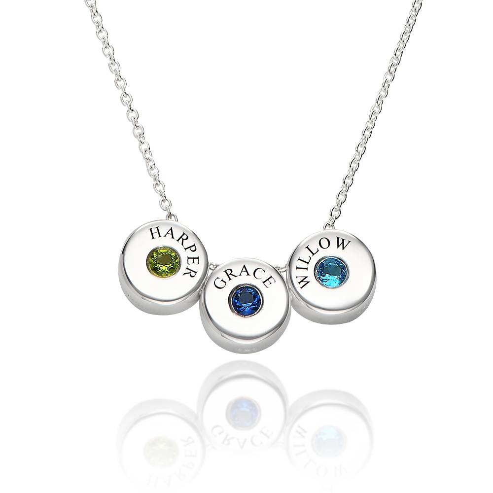 Collar Nova Personalizado con Grabado y Piedra de Nacimiento en Plata-3 foto de producto