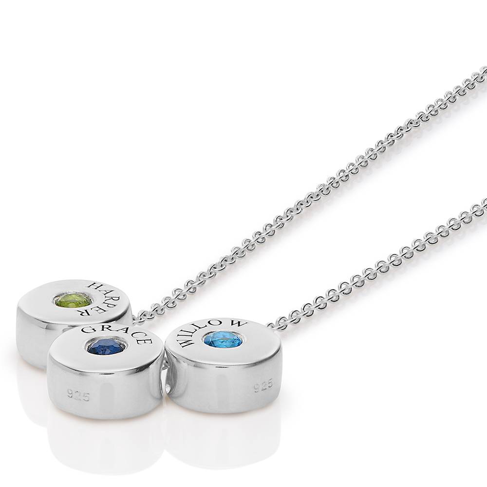 Collar Nova Personalizado con Grabado y Piedra de Nacimiento en Plata Esterlina-1 foto de producto